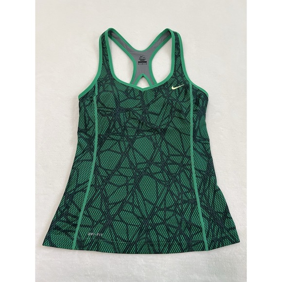 Nike Womens DRI-FIT Activewear Sporty Athletic Green Black Tank Top Size M‎ - Picture 1 of 8